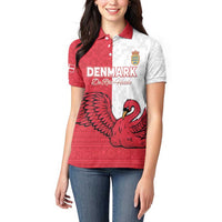 Custom Denmark Football Women Polo Shirt Red and Whites Scandinavia Pattern - Wonder Print Shop