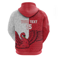 Custom Denmark Football Zip Hoodie Red and Whites Scandinavia Pattern - Wonder Print Shop