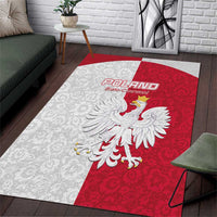 Poland Football Area Rug White-Reds Floral Polish Pattern - Wonder Print Shop