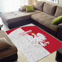 Poland Football Area Rug White-Reds Floral Polish Pattern - Wonder Print Shop
