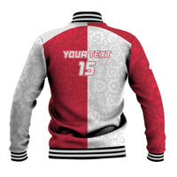Custom Poland Football Baseball Jacket White-Reds Floral Polish Pattern - Wonder Print Shop