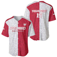 Custom Poland Football Baseball Jersey White-Reds Floral Polish Pattern - Wonder Print Shop