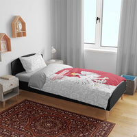 Poland Football Bedding Set White-Reds Floral Polish Pattern - Wonder Print Shop