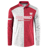 Custom Poland Football Button Sweatshirt White-Reds Floral Polish Pattern - Wonder Print Shop