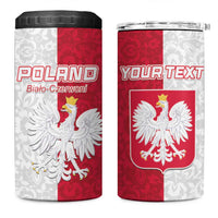 Custom Poland Football 4 in 1 Can Cooler Tumbler White-Reds Floral Polish Pattern - Wonder Print Shop