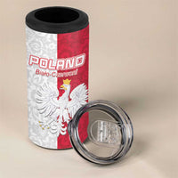 Custom Poland Football 4 in 1 Can Cooler Tumbler White-Reds Floral Polish Pattern - Wonder Print Shop