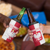 Custom Poland Football 4 in 1 Can Cooler Tumbler White-Reds Floral Polish Pattern - Wonder Print Shop