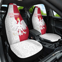 Poland Football Car Seat Cover White-Reds Floral Polish Pattern - Wonder Print Shop