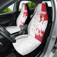 Poland Football Car Seat Cover White-Reds Floral Polish Pattern - Wonder Print Shop