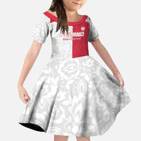 Custom Poland Football Family Matching Off Shoulder Maxi Dress and Hawaiian Shirt White-Reds Floral Polish Pattern - Wonder Print Shop