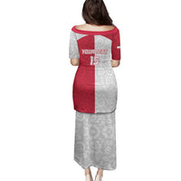 Custom Poland Football Family Matching Puletasi and Hawaiian Shirt White-Reds Floral Polish Pattern - Wonder Print Shop