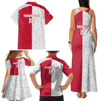 Custom Poland Football Family Matching Tank Maxi Dress and Hawaiian Shirt White-Reds Floral Polish Pattern - Wonder Print Shop