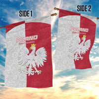 Poland Football Garden Flag White-Reds Floral Polish Pattern - Wonder Print Shop