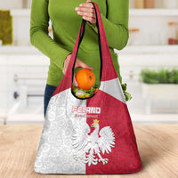 Poland Football Grocery Bag White-Reds Floral Polish Pattern - Wonder Print Shop