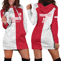 Custom Poland Football Hoodie Dress White-Reds Floral Polish Pattern - Wonder Print Shop