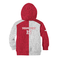 Custom Poland Football Kid Hoodie White-Reds Floral Polish Pattern - Wonder Print Shop