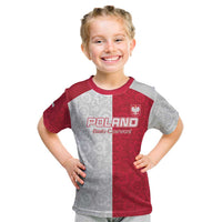 Custom Poland Football Kid T Shirt White-Reds Floral Polish Pattern - Wonder Print Shop