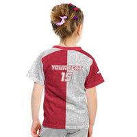 Custom Poland Football Kid T Shirt White-Reds Floral Polish Pattern - Wonder Print Shop