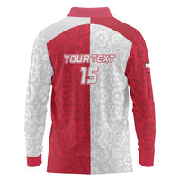 Custom Poland Football Long Sleeve Polo Shirt White-Reds Floral Polish Pattern - Wonder Print Shop
