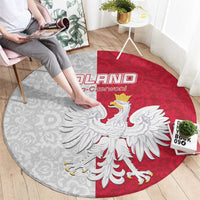 Poland Football Round Carpet White-Reds Floral Polish Pattern - Wonder Print Shop