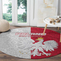 Poland Football Round Carpet White-Reds Floral Polish Pattern - Wonder Print Shop