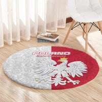Poland Football Round Carpet White-Reds Floral Polish Pattern - Wonder Print Shop