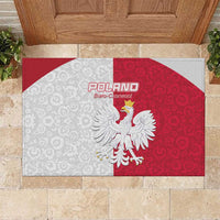 Poland Football Rubber Doormat White-Reds Floral Polish Pattern - Wonder Print Shop