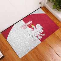 Poland Football Rubber Doormat White-Reds Floral Polish Pattern - Wonder Print Shop