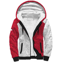 Custom Poland Football Sherpa Hoodie White-Reds Floral Polish Pattern - Wonder Print Shop