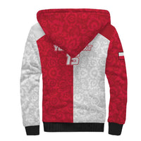 Custom Poland Football Sherpa Hoodie White-Reds Floral Polish Pattern - Wonder Print Shop