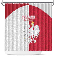 Poland Football Shower Curtain White-Reds Floral Polish Pattern - Wonder Print Shop