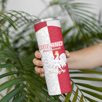 Custom Poland Football Skinny Tumbler White-Reds Floral Polish Pattern - Wonder Print Shop