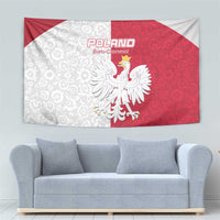 Poland Football Tapestry White-Reds Floral Polish Pattern - Wonder Print Shop