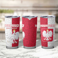 Custom Poland Football Tumbler Cup White-Reds Floral Polish Pattern - Wonder Print Shop