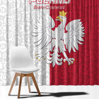 Poland Football Window Curtain White-Reds Floral Polish Pattern - Wonder Print Shop
