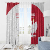 Poland Football Window Curtain White-Reds Floral Polish Pattern - Wonder Print Shop