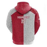 Custom Poland Football Zip Hoodie White-Reds Floral Polish Pattern - Wonder Print Shop