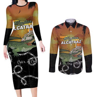 Alligator Alcatraz Couples Matching Long Sleeve Bodycon Dress and Long Sleeve Button Shirt Prison Florida Everglades - Wonder Print Shop