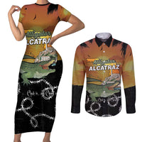 Alligator Alcatraz Couples Matching Short Sleeve Bodycon Dress and Long Sleeve Button Shirt Prison Florida Everglades - Wonder Print Shop