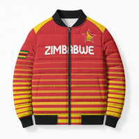 Custom Zimbabwe Cricket Bomber Puffer Jacket Go Chevrons Go - Wonder Print Shop
