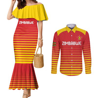 Custom Zimbabwe Cricket Couples Matching Mermaid Dress and Long Sleeve Button Shirt Go Chevrons Go - Wonder Print Shop