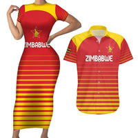 Custom Zimbabwe Cricket Couples Matching Short Sleeve Bodycon Dress and Hawaiian Shirt Go Chevrons Go - Wonder Print Shop