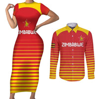 Custom Zimbabwe Cricket Couples Matching Short Sleeve Bodycon Dress and Long Sleeve Button Shirt Go Chevrons Go - Wonder Print Shop