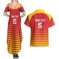 Custom Zimbabwe Cricket Couples Matching Summer Maxi Dress and Hawaiian Shirt Go Chevrons Go - Wonder Print Shop