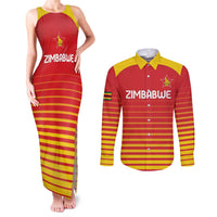 Custom Zimbabwe Cricket Couples Matching Tank Maxi Dress and Long Sleeve Button Shirt Go Chevrons Go - Wonder Print Shop