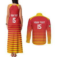 Custom Zimbabwe Cricket Couples Matching Tank Maxi Dress and Long Sleeve Button Shirt Go Chevrons Go - Wonder Print Shop