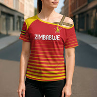 Custom Zimbabwe Cricket Cross Shoulder Shirt Go Chevrons Go - Wonder Print Shop