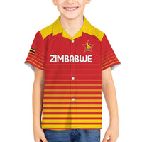 Custom Zimbabwe Cricket Family Matching Off The Shoulder Long Sleeve Dress and Hawaiian Shirt Go Chevrons Go - Wonder Print Shop