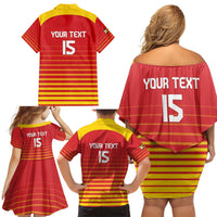 Custom Zimbabwe Cricket Family Matching Off Shoulder Short Dress and Hawaiian Shirt Go Chevrons Go - Wonder Print Shop