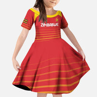 Custom Zimbabwe Cricket Kid Short Sleeve Dress Go Chevrons Go - Wonder Print Shop